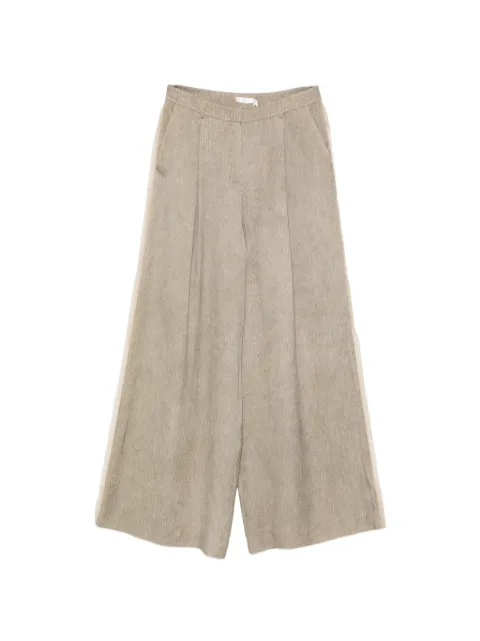 HUI MILANO pantalon palazzo plissé à bandes contrastantes