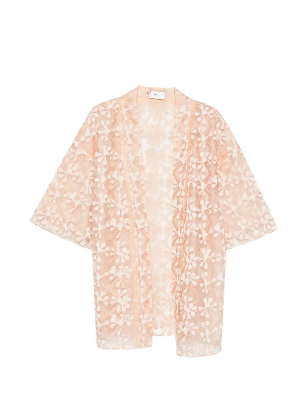 HUI MILANO Alberto floral-appliqué sheer kimono - Rosa