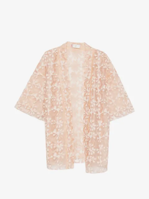 HUI MILANO Semi-transparenter Alberto Kimono mit Blumenapplikation