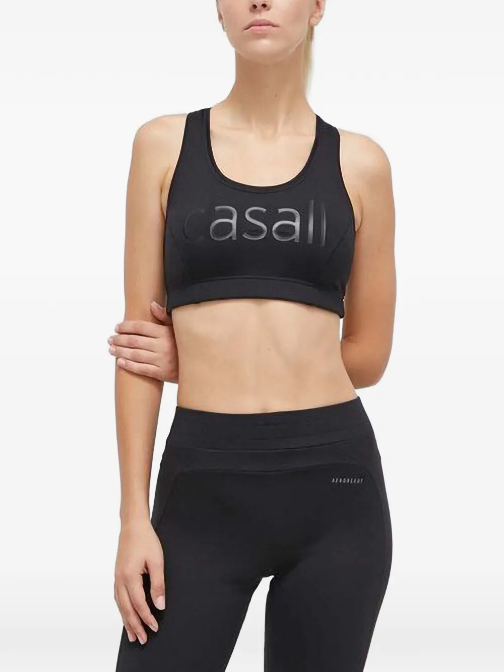Casall logo-print racerback sports bra Zwart