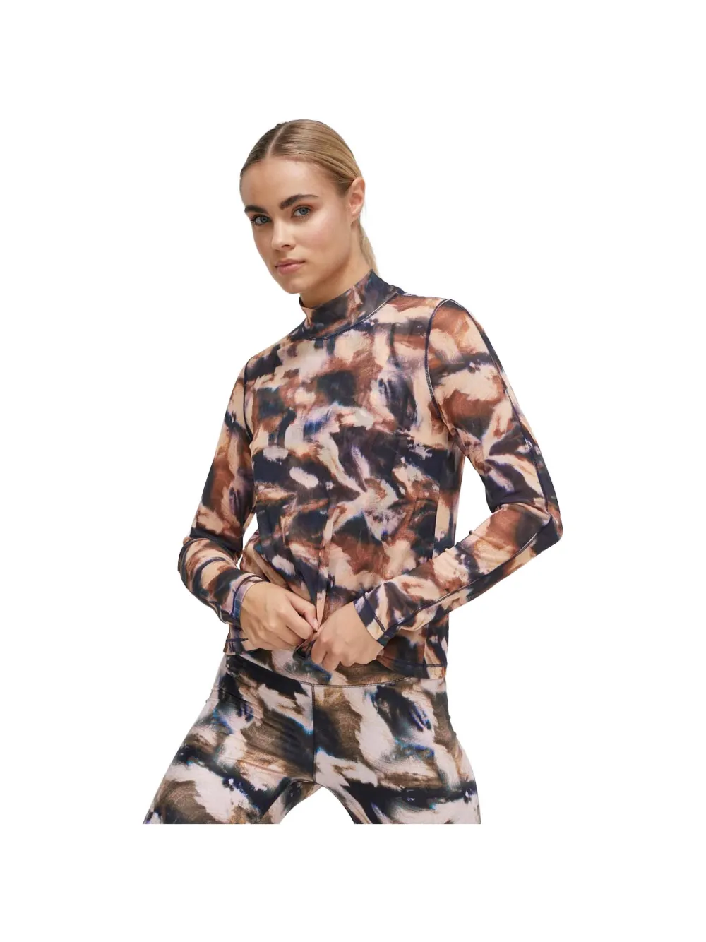 Casall abstract-print high-neck T-shirt - Marron Casall abstract-print high-neck T-shirt - Marron