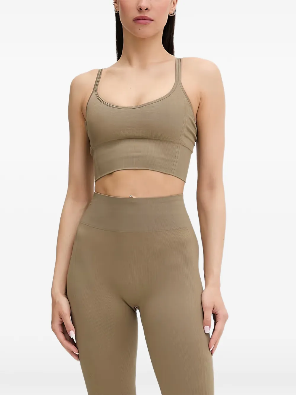 Casall seamless ribbed-knit cropped top - Nude
