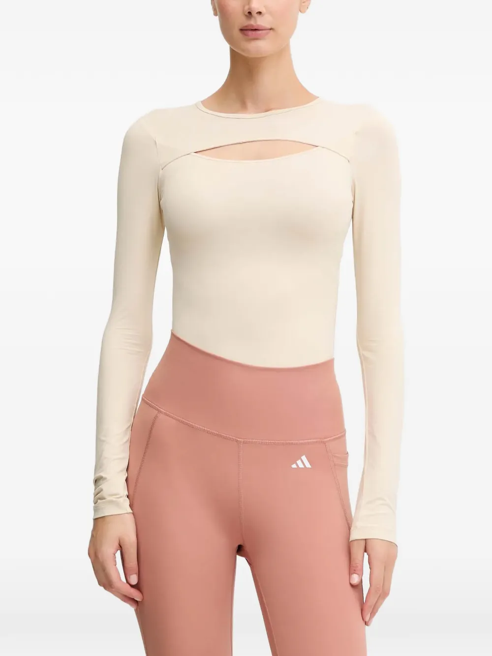Casall cut-out long-sleeve bodysuit - Nude