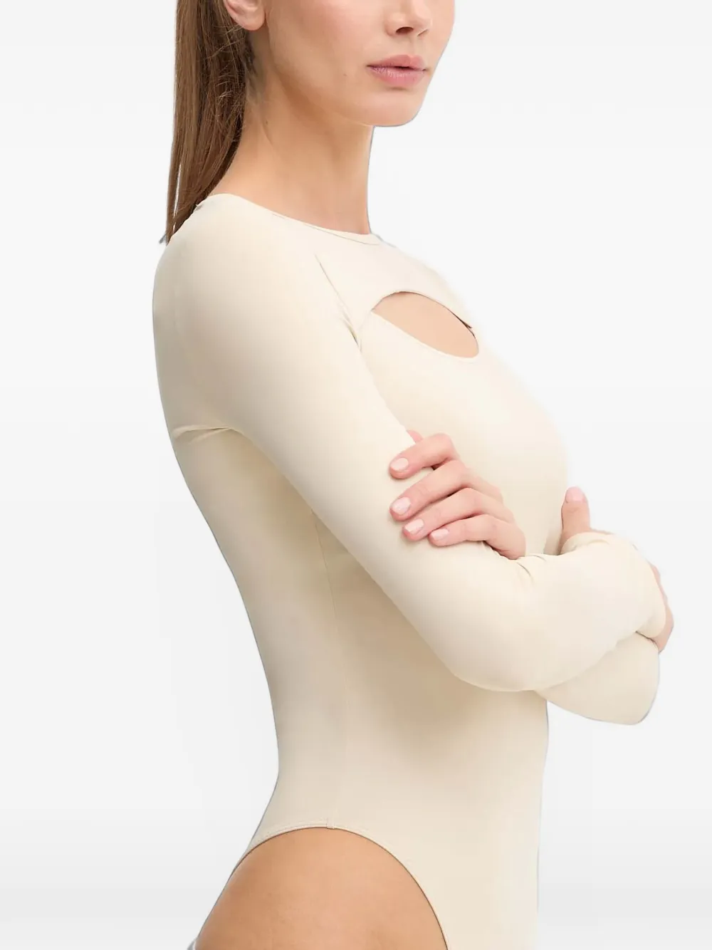 Casall cut-out long-sleeved bodysuit Beige