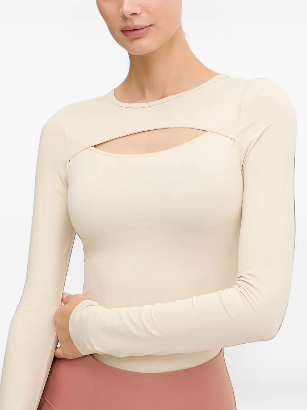 Casall cut-out long-sleeved bodysuit Beige