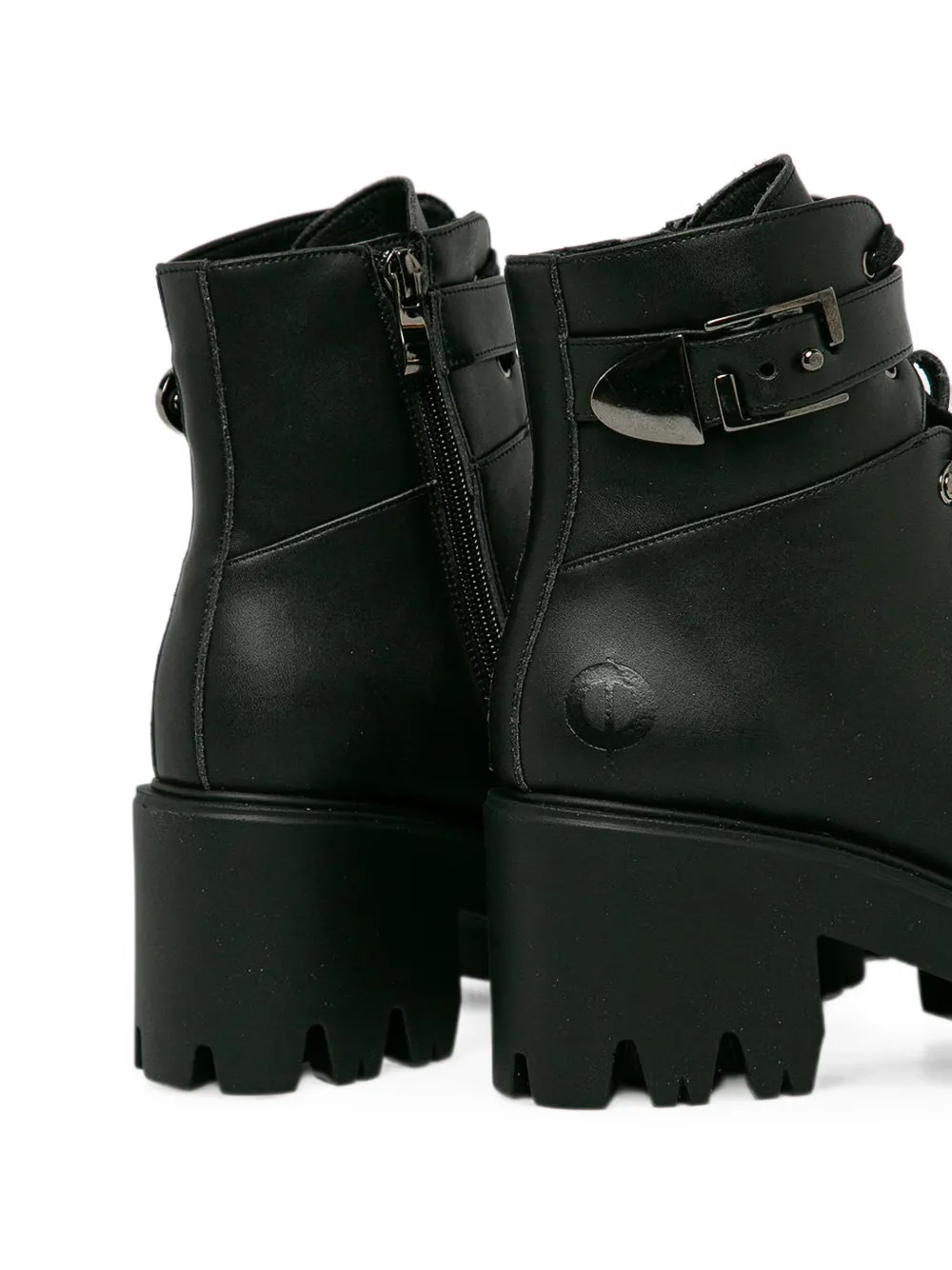 Altercore Enid buckle-strap lace-up boots Zwart