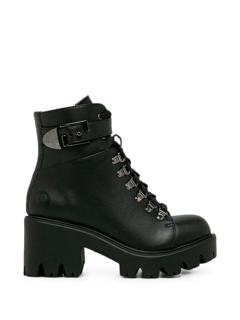 Altercore Enid buckle-strap lace-up boots Zwart