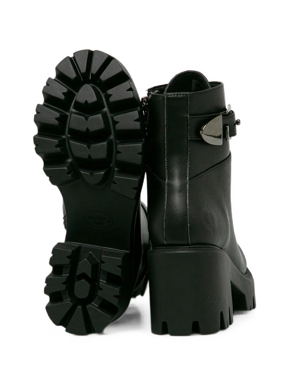 Altercore Enid buckle-strap lace-up boots Zwart