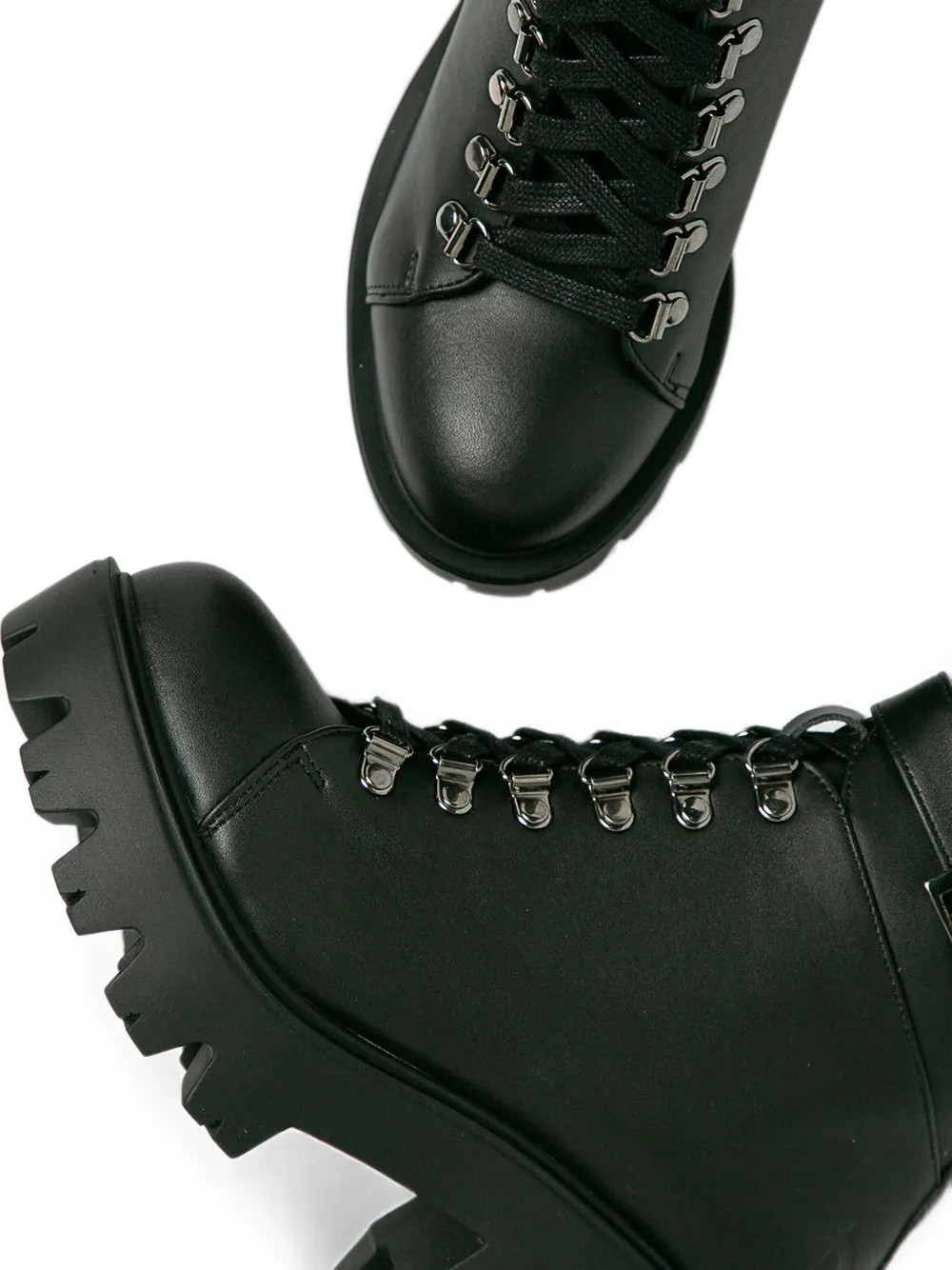 Altercore Enid buckle-strap lace-up boots Zwart