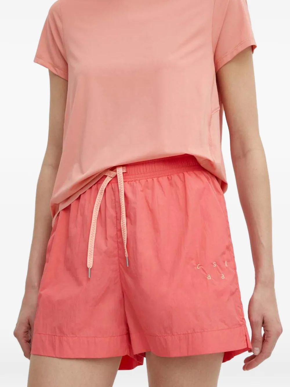 Casall Shorts con coulisse e logo - Rosa