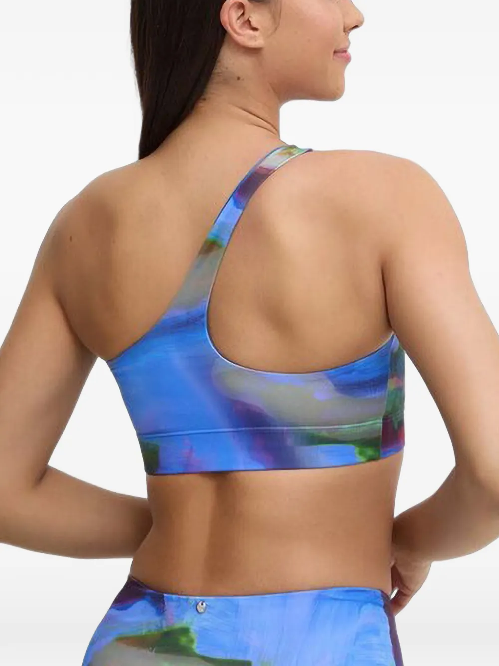 Casall abstract-print one-shoulder bikini top Blauw