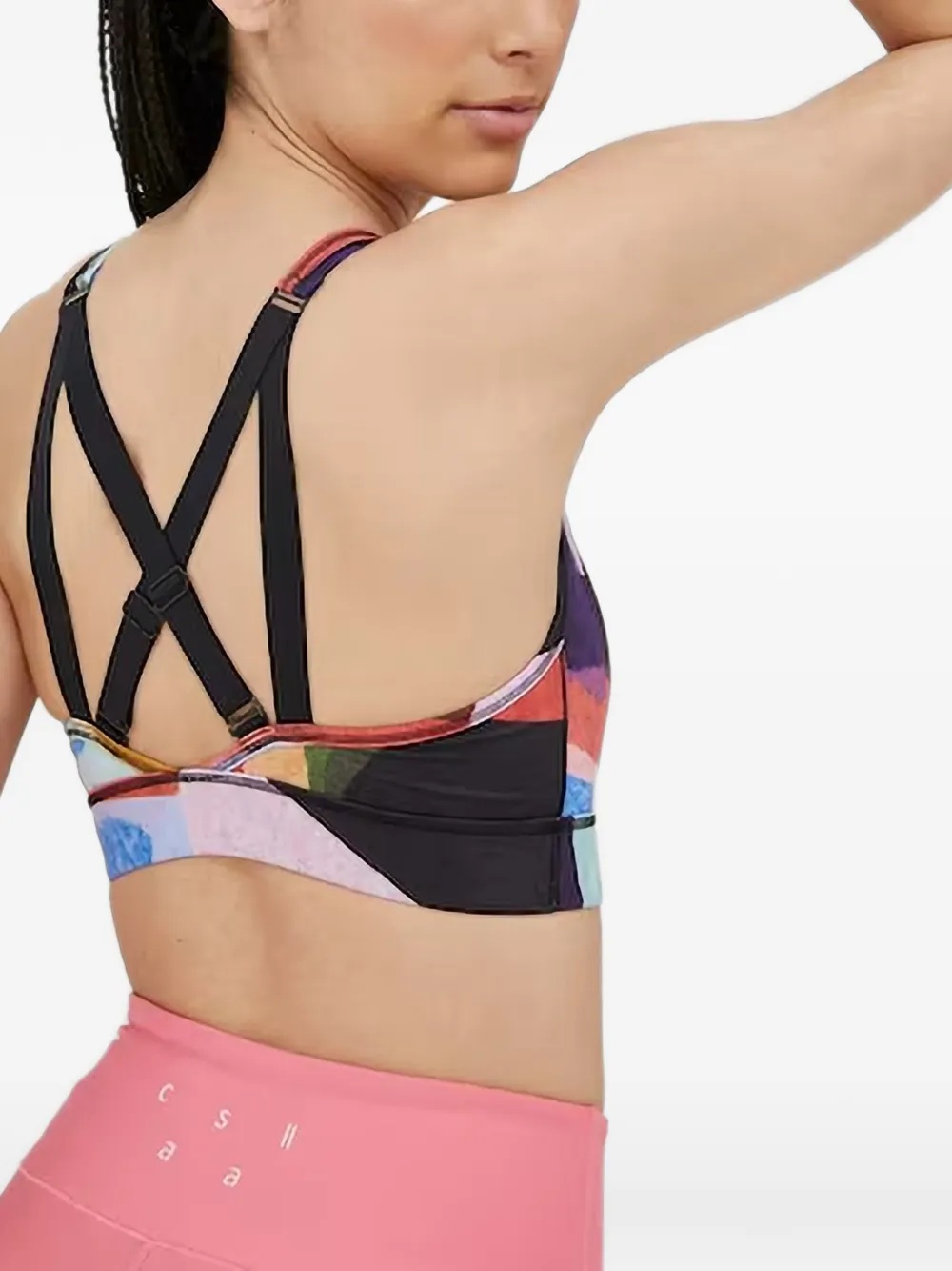 Casall Sport-bh met gekruiste bandjes en abstracte print Zwart