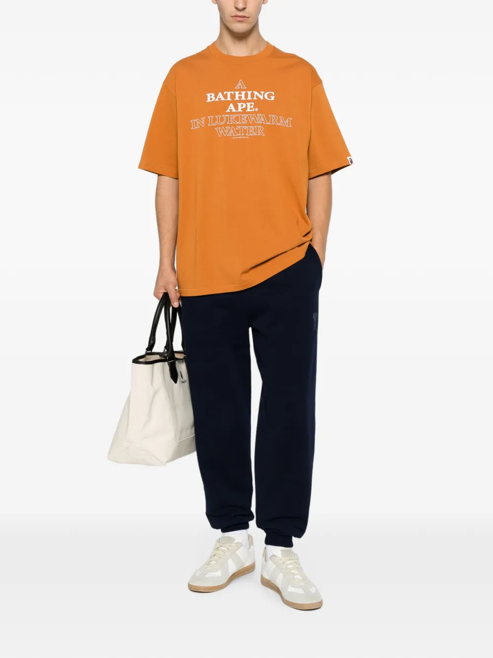 A BATHING APE T-shirt met logoprint Bruin