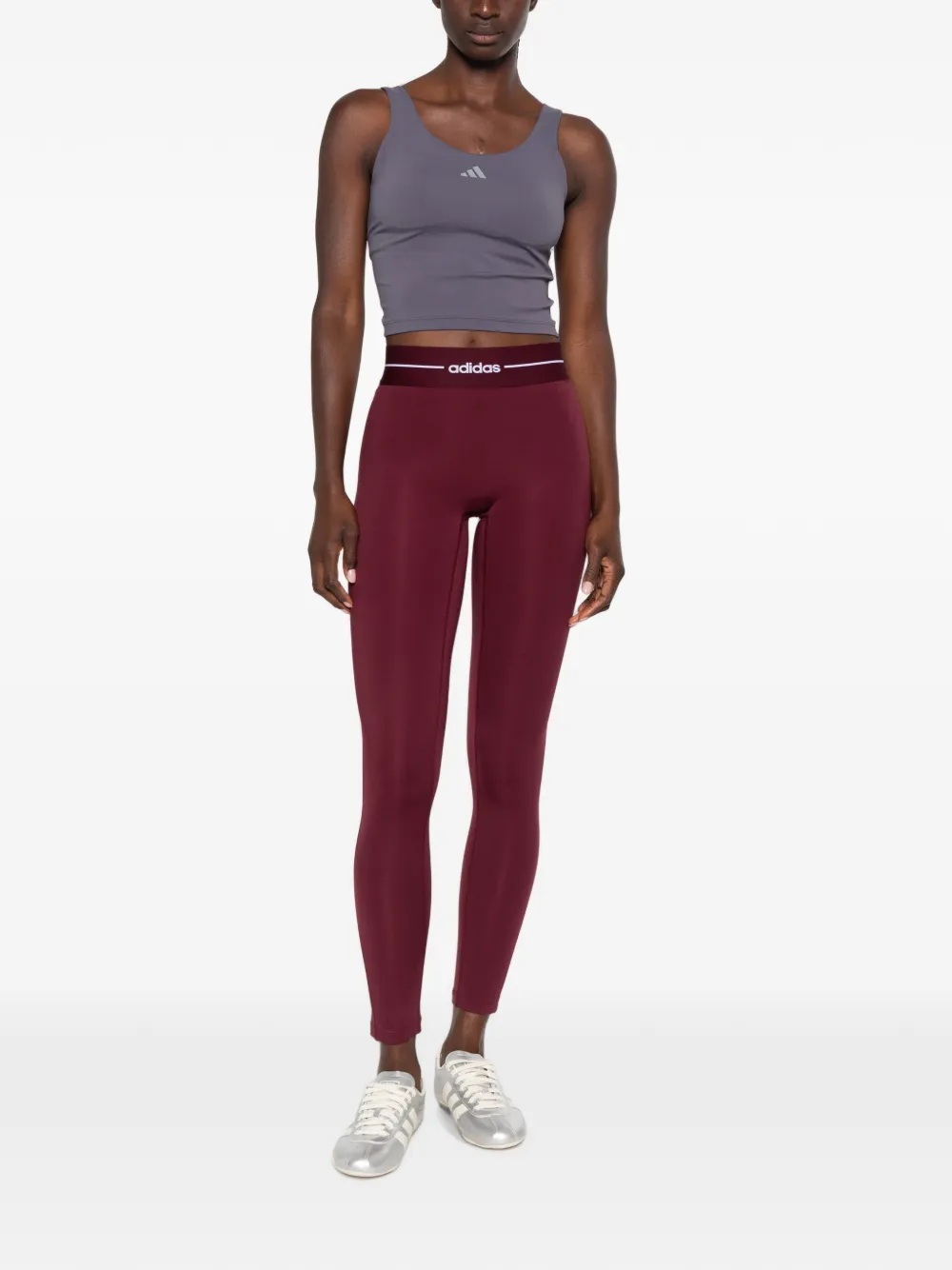 adidas logo-waistband leggings Rood