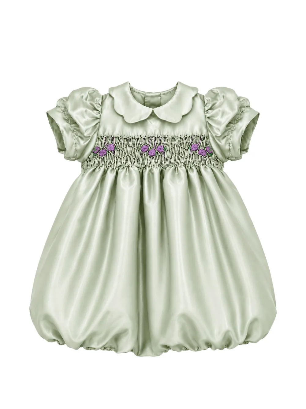 Mariella Ferrari smocked floral-embroidered romper - Verde