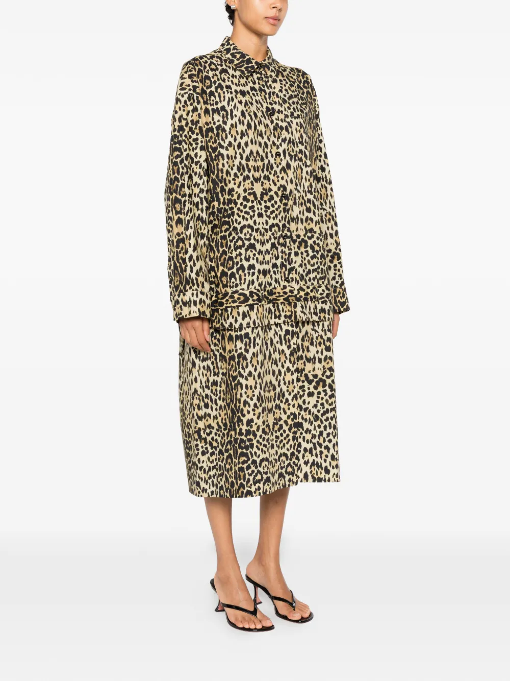 Marie Adam-Leenaerdt Leopard-print Shirt Midi Dress in Neutrals, view 3