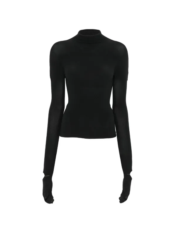 Marie Adam-Leenaerdt Glove-sleeve High-neck Top in Black