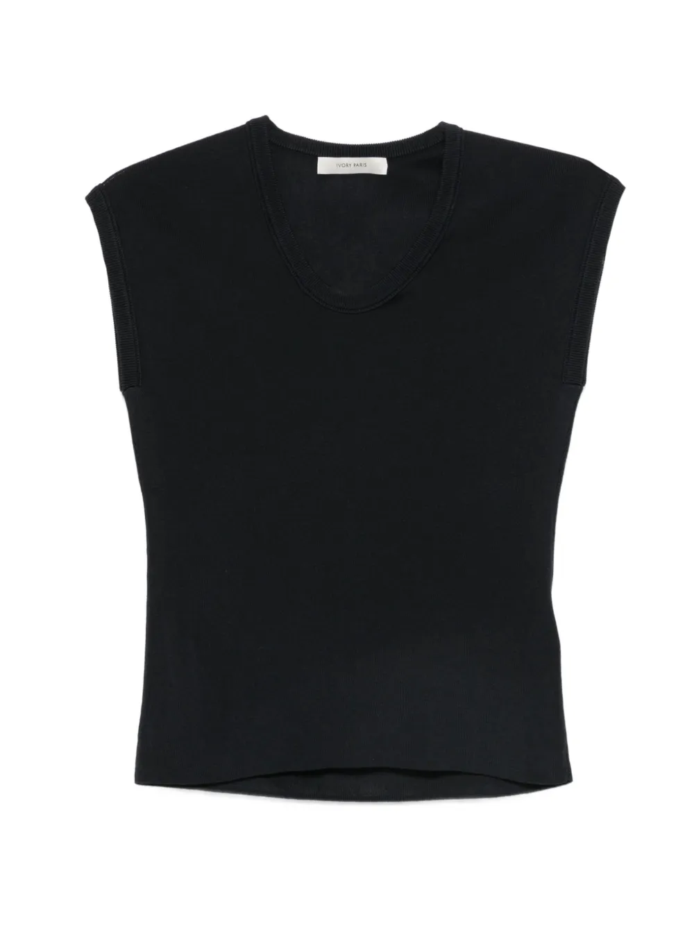 IVORY PARIS Mia ribbed-knit cap-sleeves T-shirt - Blu