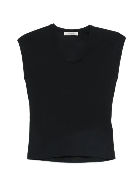 IVORY PARIS Mia ribbed-knit cap-sleeves T-shirt