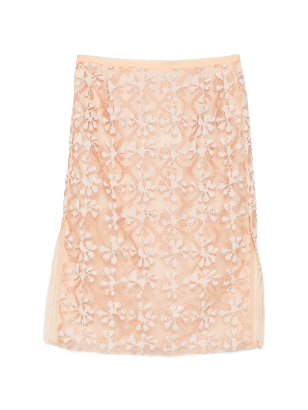 HUI MILANO Margherita floral-appliqué midi skirt - Rosa