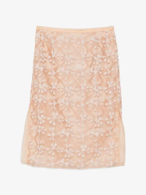 HUI MILANO Margherita floral-appliqué midi skirt