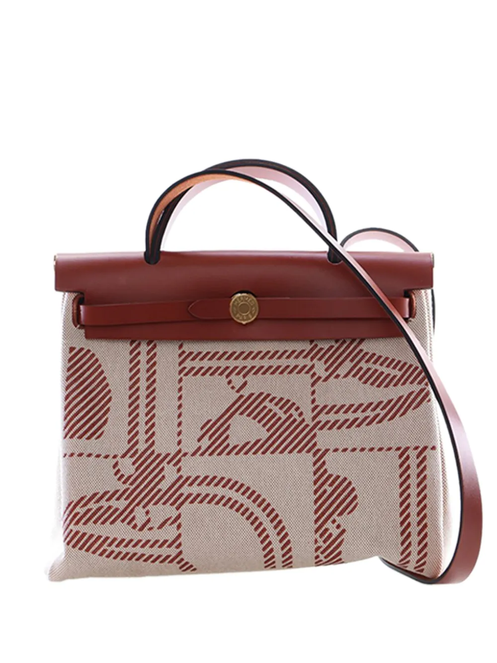 Hermès Pre-Owned 2022 Toile H and Vache Hunter Brides de Gala Herbag Zip 31 satchel - Marrone