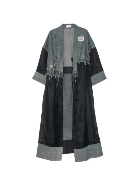HUI MILANO Bruno patchwork frayed-edge coat