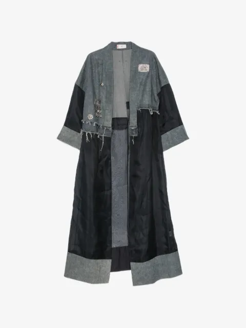 HUI MILANO Bruno patchwork frayed-edge coat