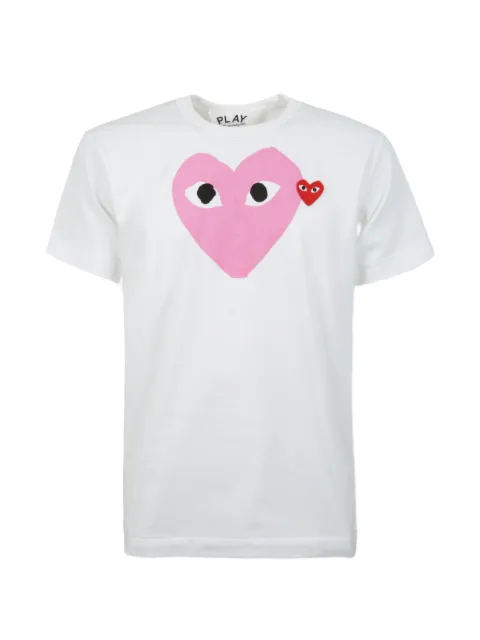 Comme Des Garçons Play 하트 프린트 로고 패치 티셔츠