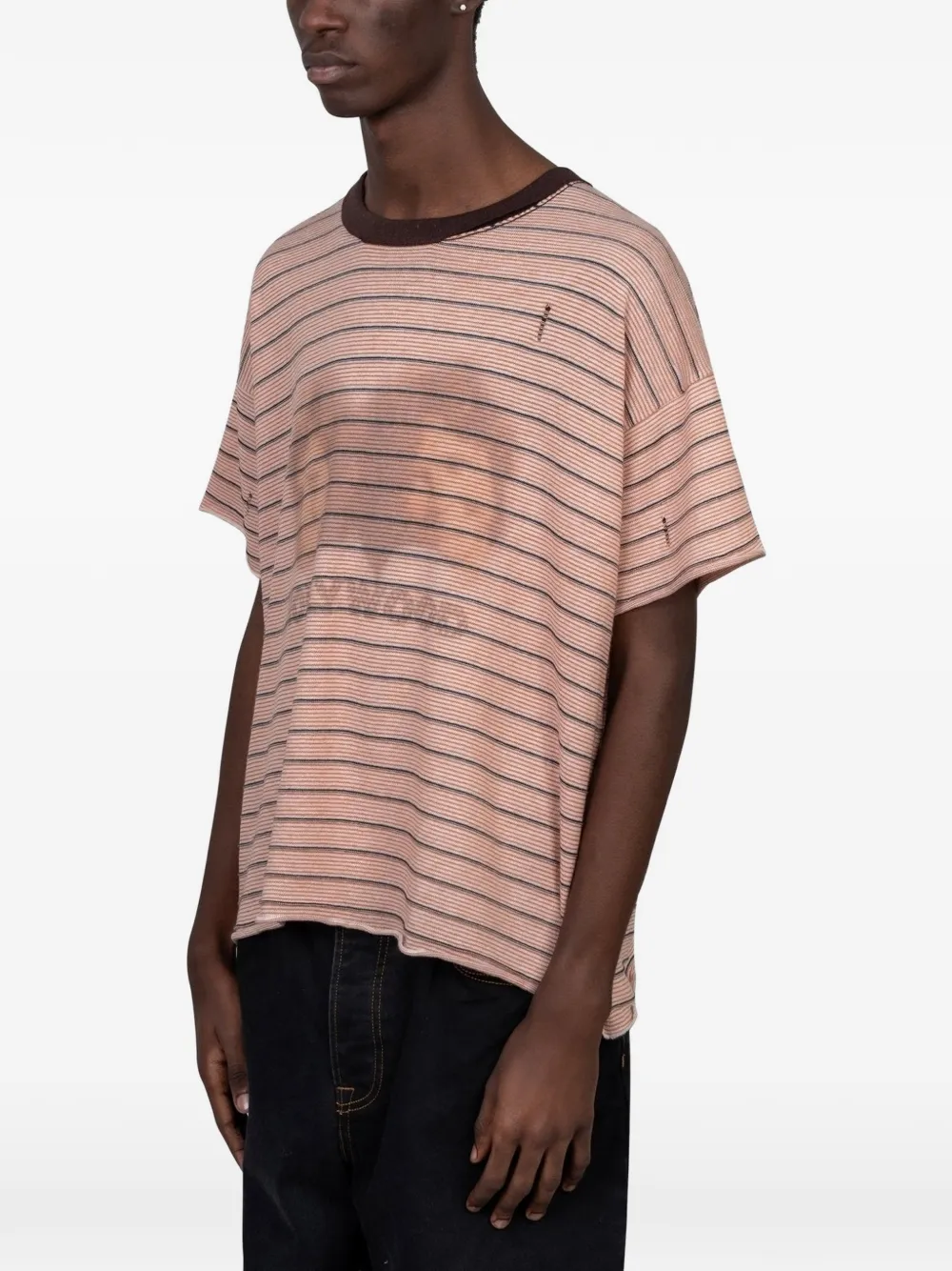 Paly Distressed-effect Striped-pattern T-shirt In Multi