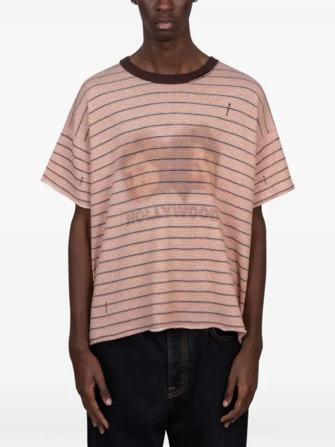 Paly distressed-effect striped-pattern T-shirt
