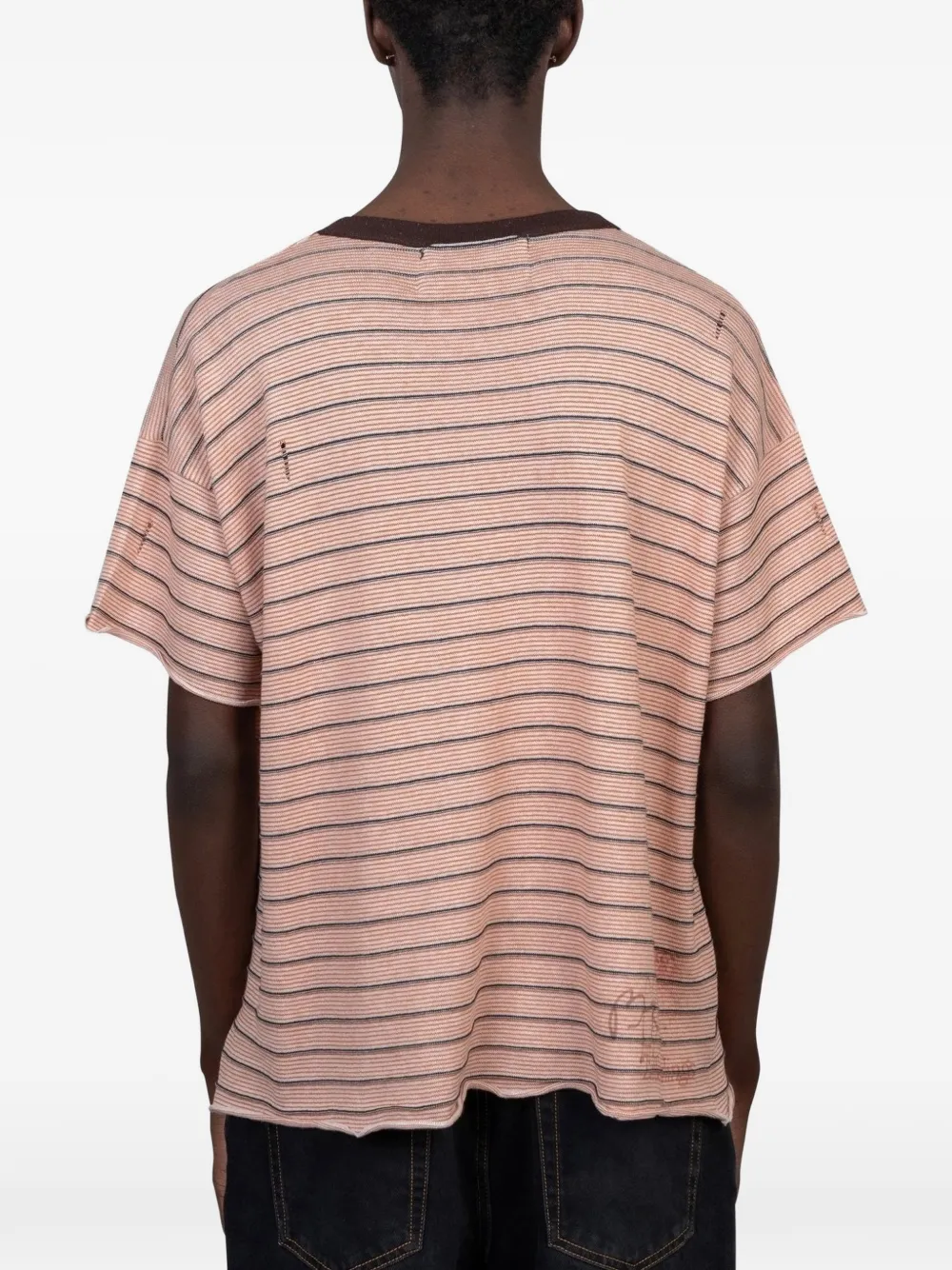 Paly Distressed-effect Striped-pattern T-shirt In Multi
