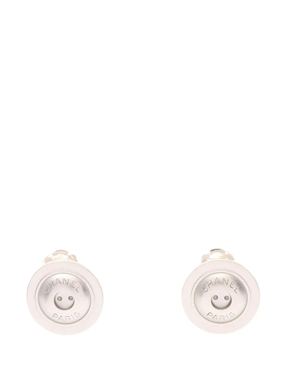CHANEL Pre-Owned 2000 Stainless Steel Logo Button Clip On Earrings costume earrings - Argento