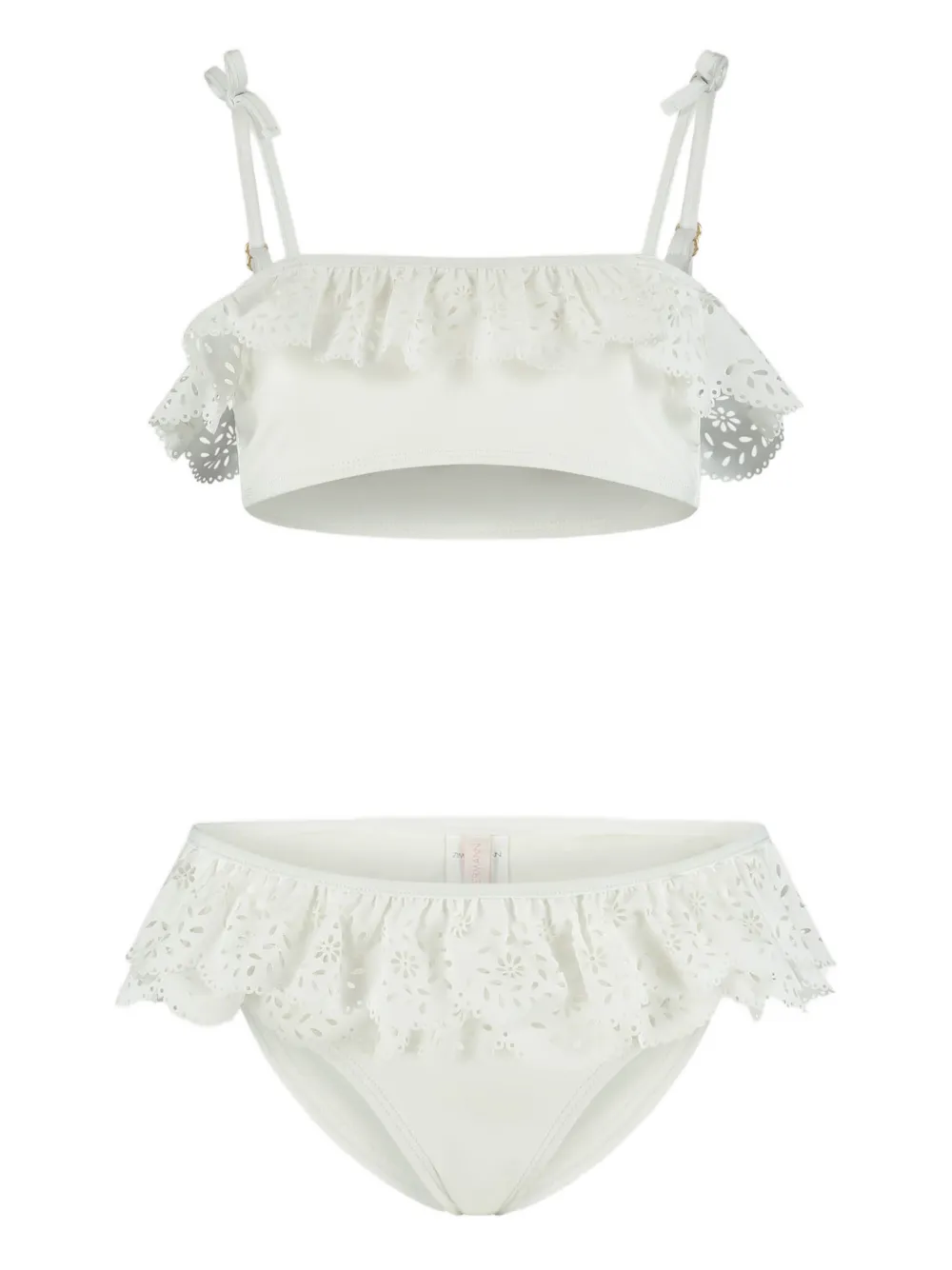 ZIMMERMANN Kids Indra broderie-anglaise ruffled bikini - Bianco