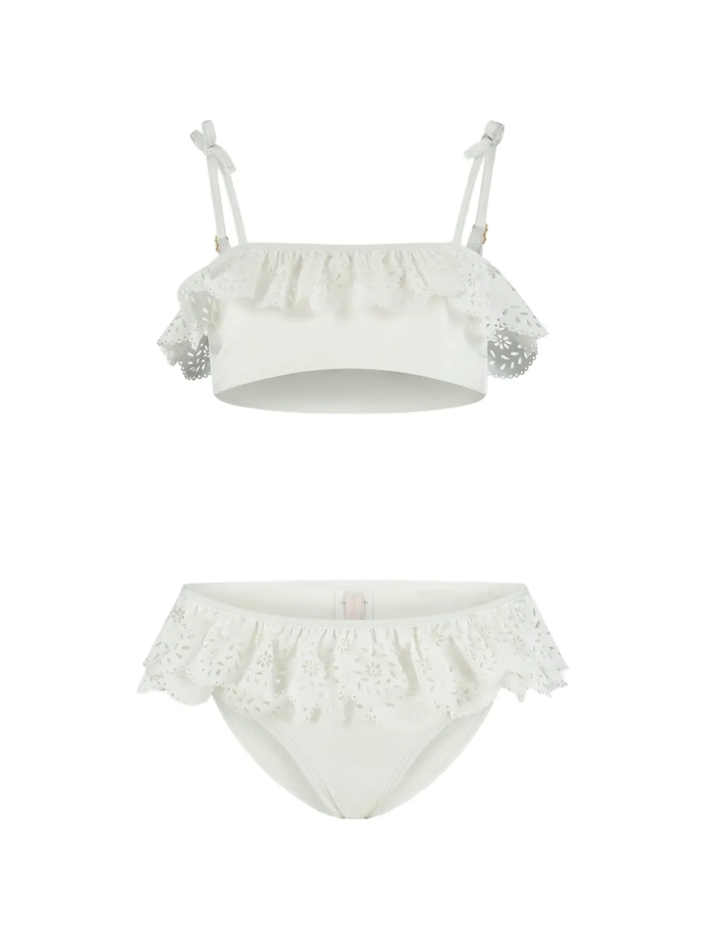 ZIMMERMANN Kids Indra broderie-anglaise ruffled bikini - White
