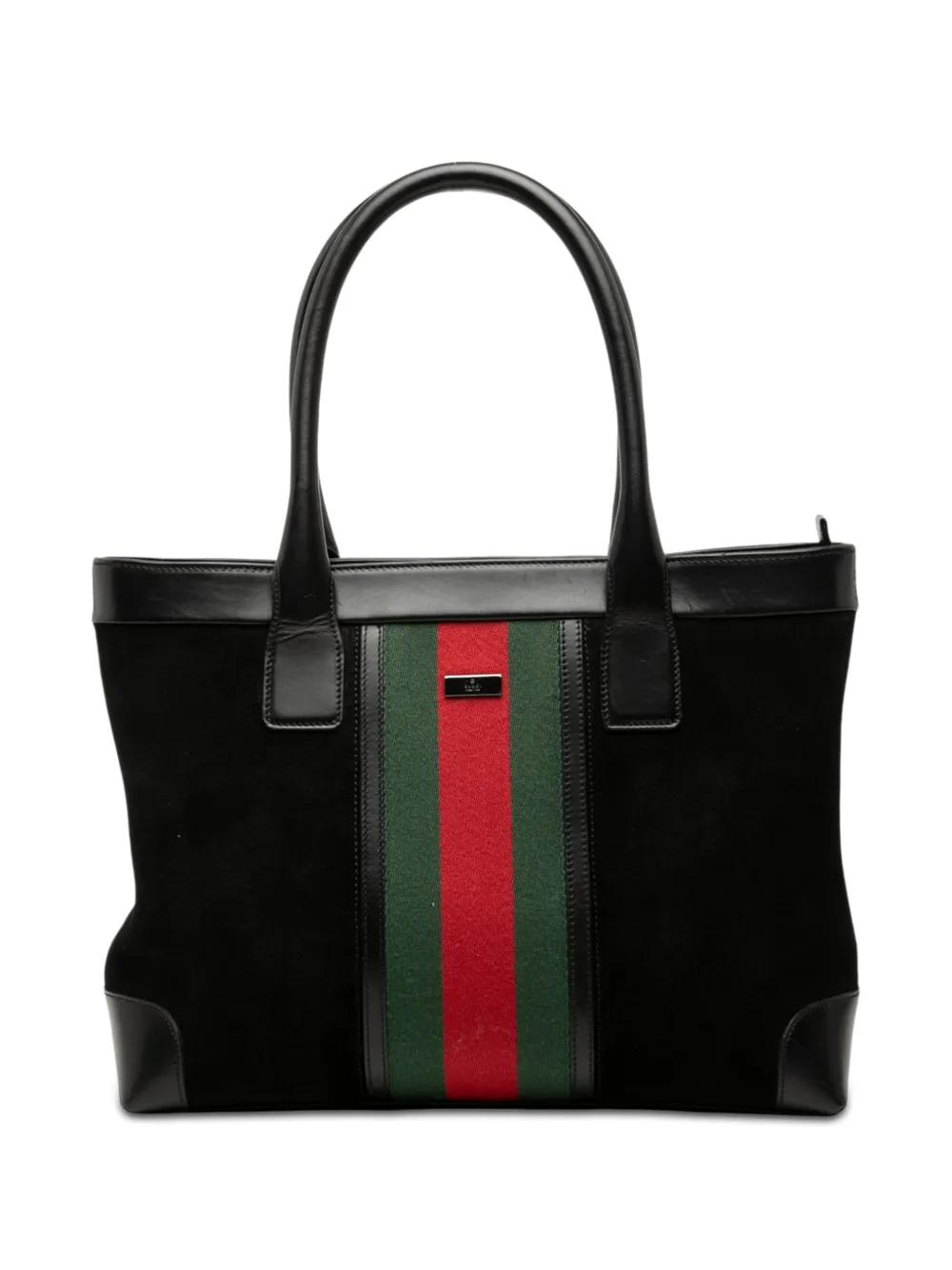 Gucci Pre-Owned 2000-2015 Suede Web tote bag - Schwarz