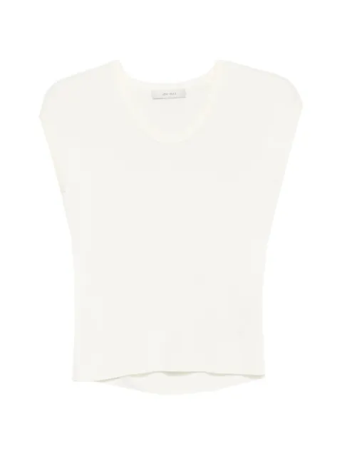 IVORY PARIS Mia scoop-neck cap-sleeves T-shirt
