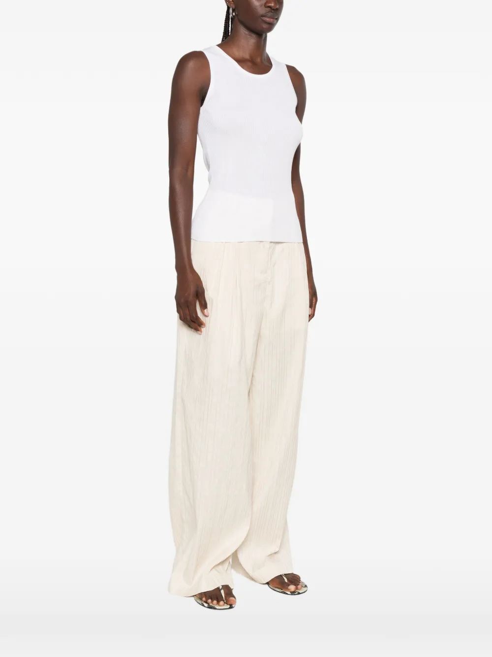IVORY PARIS Elsa ribgebreide tanktop Beige