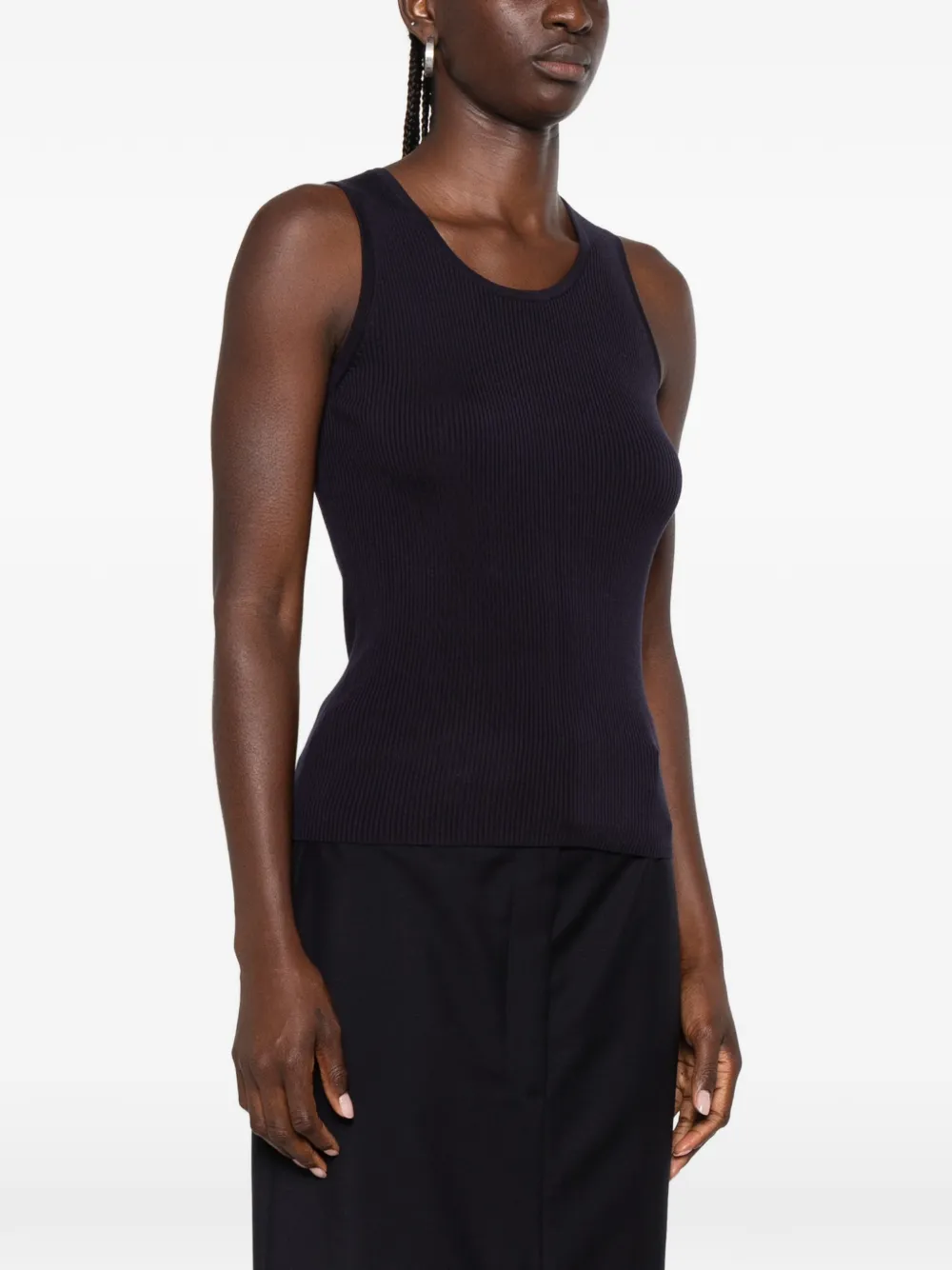 IVORY PARIS Elsa ribgebreide tanktop Blauw