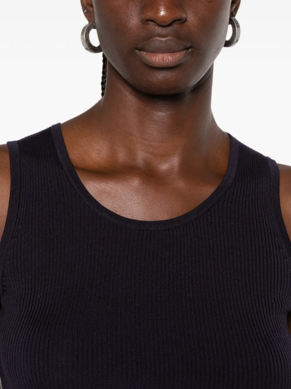IVORY PARIS Elsa ribgebreide tanktop Blauw