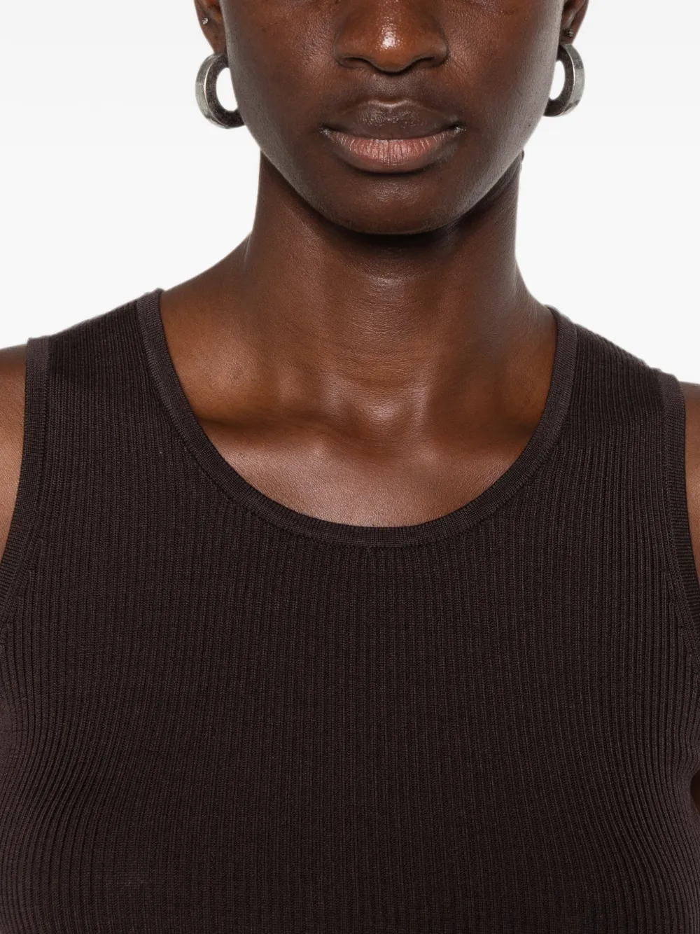 IVORY PARIS Elsa ribgebreide tanktop Bruin