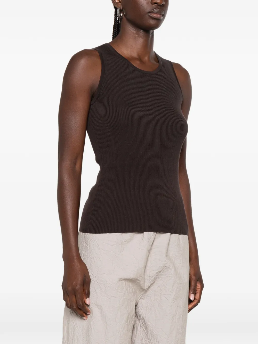 IVORY PARIS Elsa ribgebreide tanktop Bruin