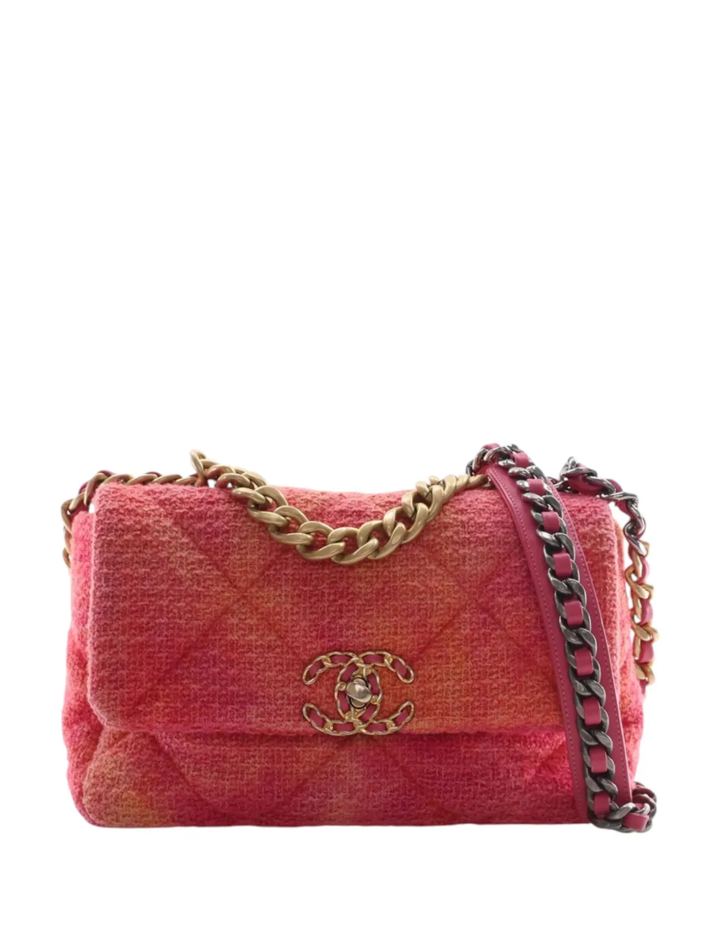 CHANEL Pre-Owned 2020 Medium Tweed Ombre 19 Flap satchel - Rosa