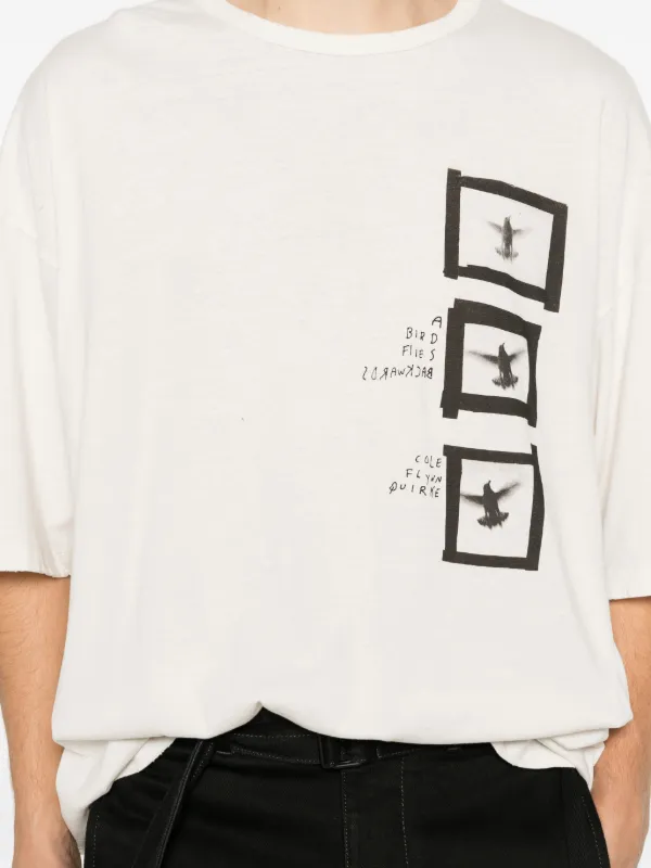 Ann Demeulemeester graphic-print T-shirt | Neutrals | FARFETCH JO