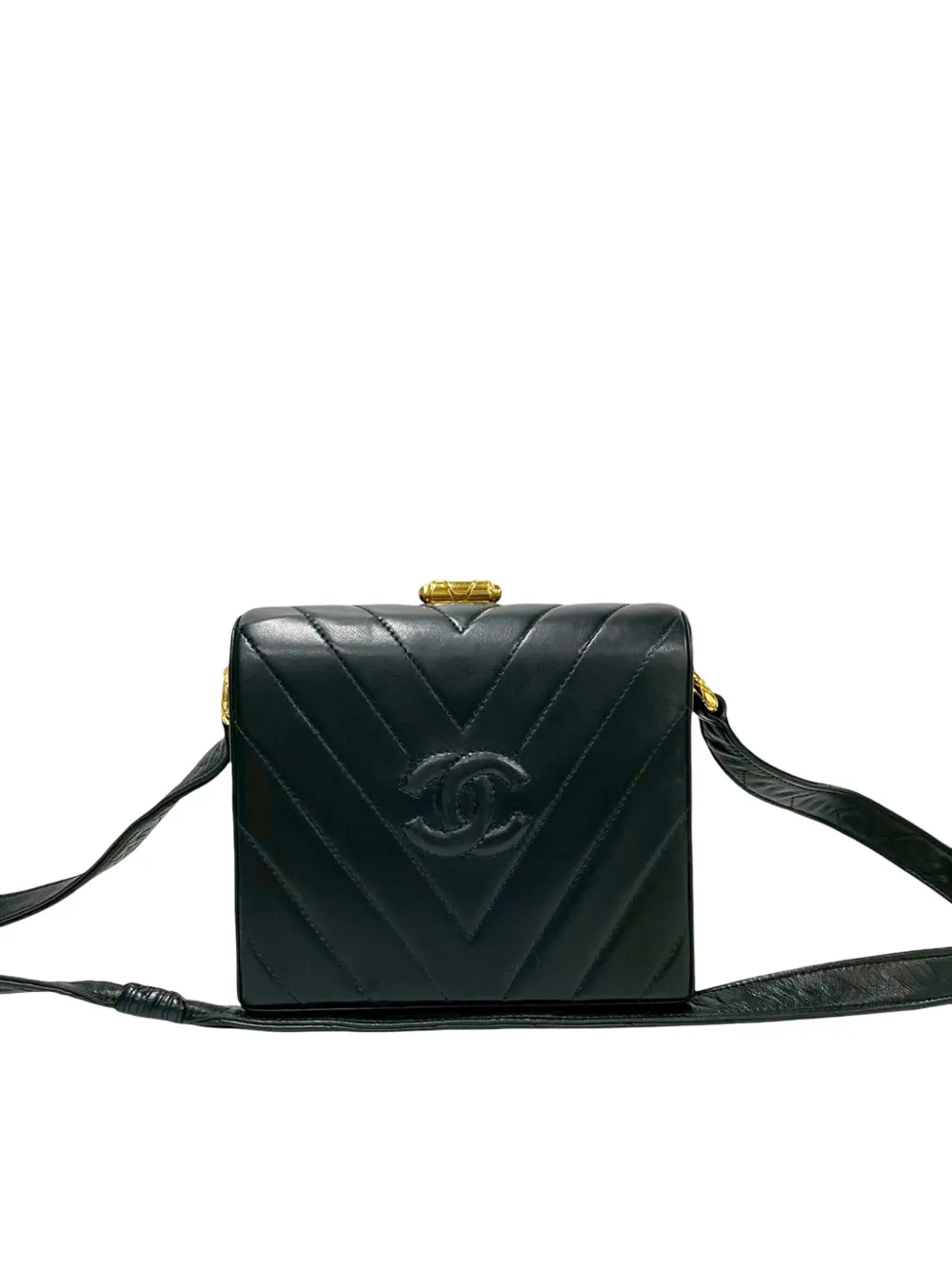 CHANEL Pre-Owned 1991-1994 CC Chevron Lambskin Box crossbody bag - Schwarz