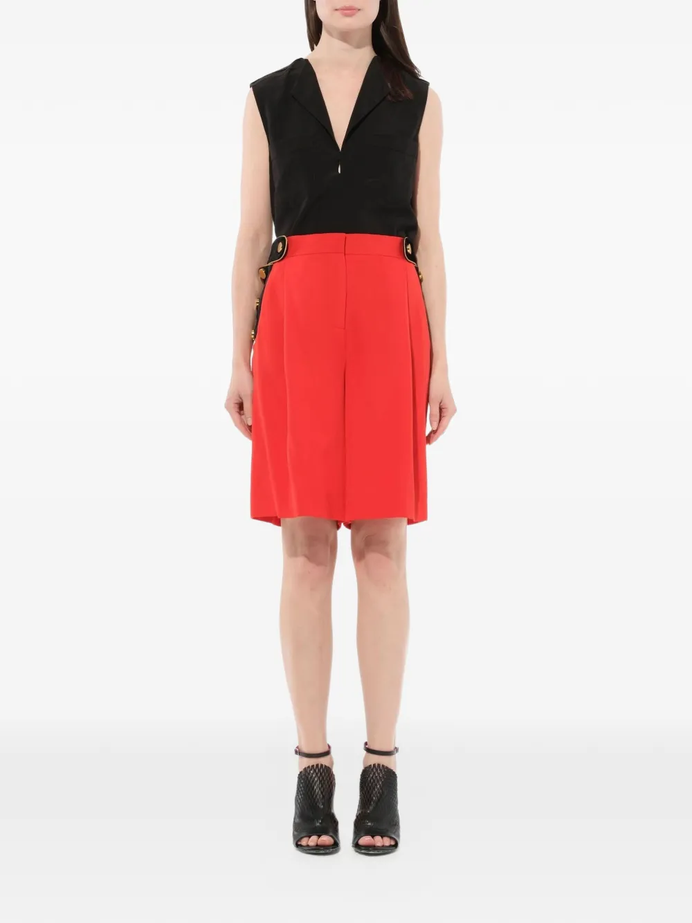 Givenchy Shorts met fluwelen afwerking en knoopdetail Rood