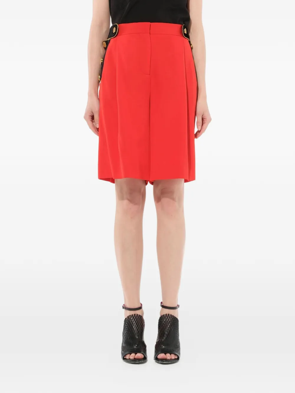 Givenchy Velvet-trim Button-detail Shorts In Red