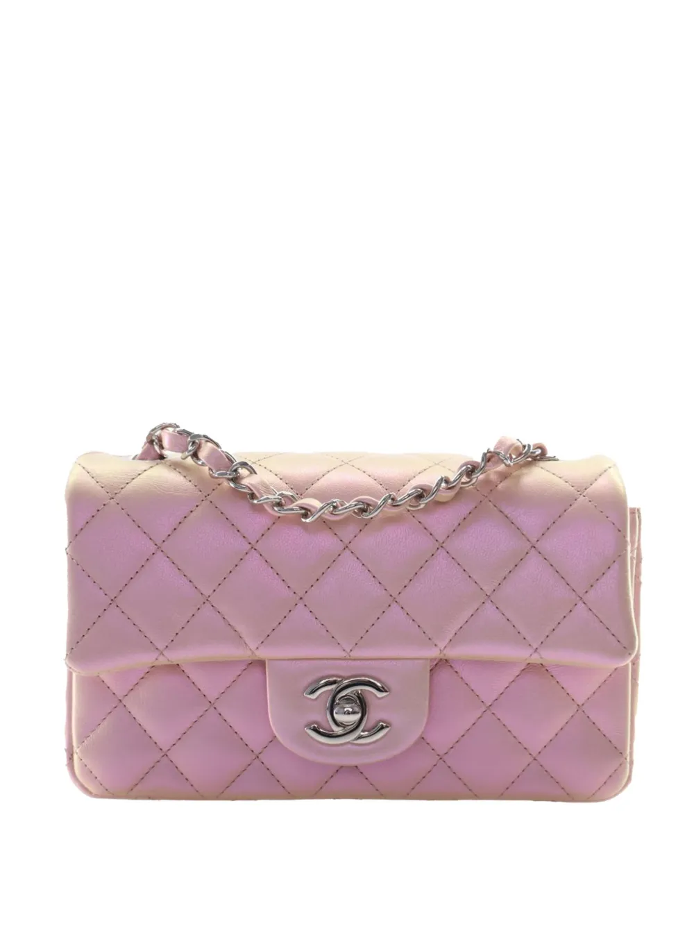CHANEL Pre-Owned 2021-2026 Mini Rectangular Classic Iridescent Lambskin Single Flap crossbody bag - Pink