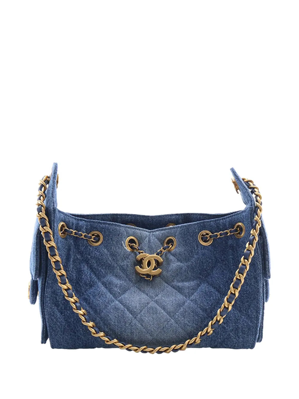 CHANEL Pre-Owned 2021-2026 Mini Quilted Denim 25 Hobo shoulder bag - Blu