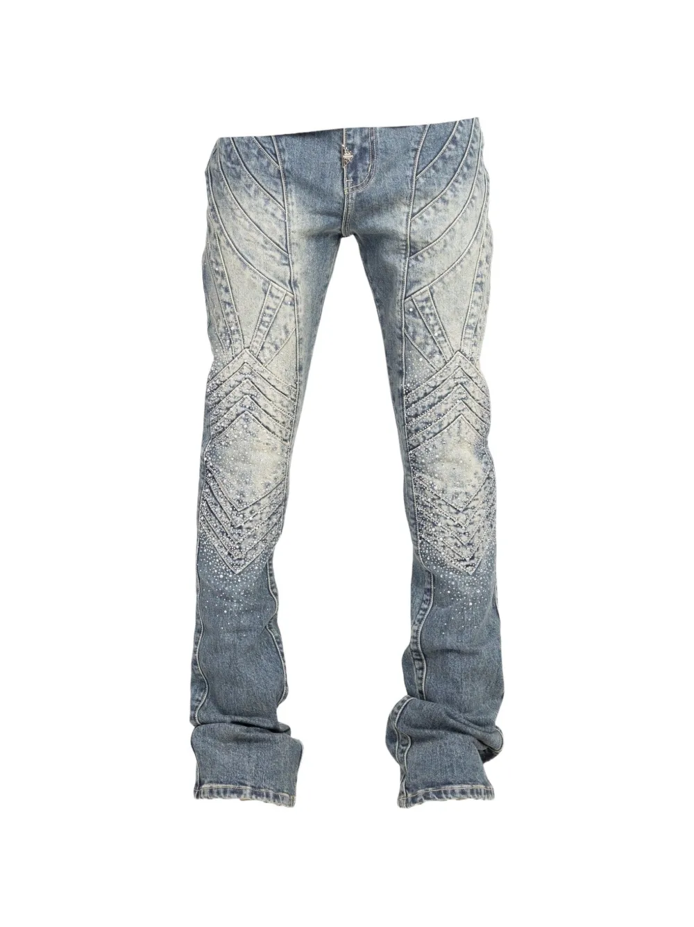 GUAPI Knight crystal-embellished paneled jeans - Blau